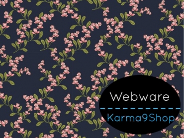 0,5m Webware Blumen #2 dunkelblau