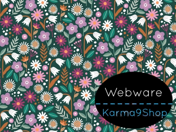 0,5m Webware Flowers #4 dunkelgrün