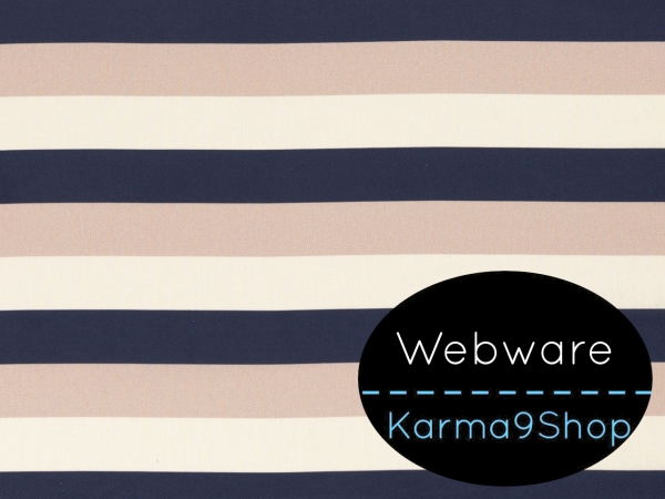 0,5m Webware Kim Streifen creme / sand / dunkelblau