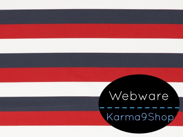 0,5m Webware Kim Streifen weiss / rot / dunkelblau