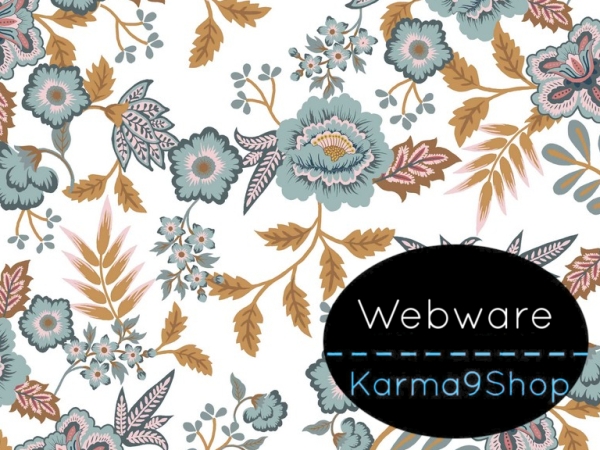 0,5m Webware Blumen weiss