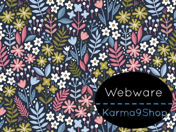 0,5m Webware Flowers blau