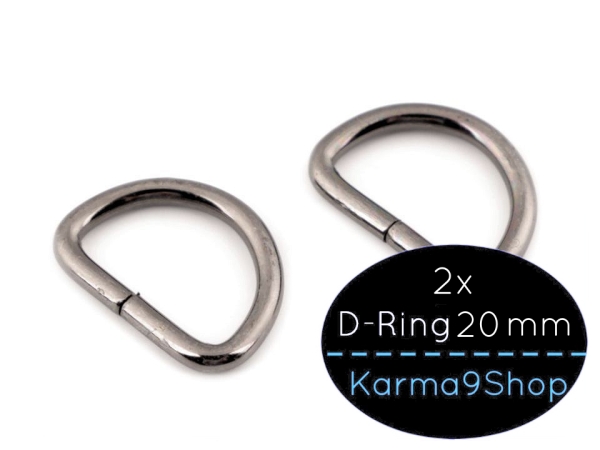 2 D-Ringe 20mm #3 schwarz