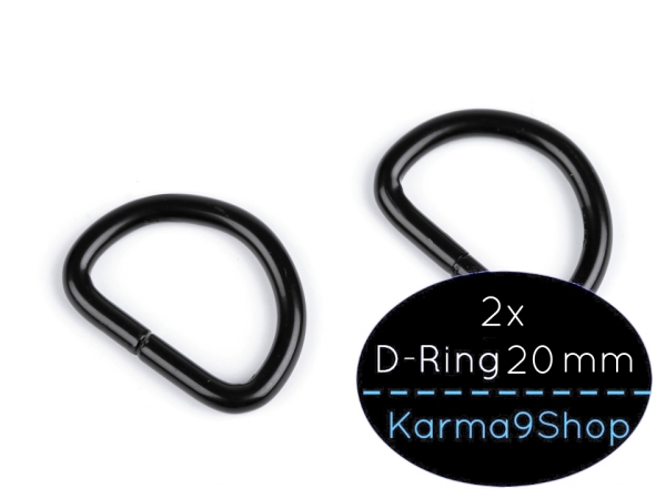 2 D-Ringe 20mm #3 schwarzmatt