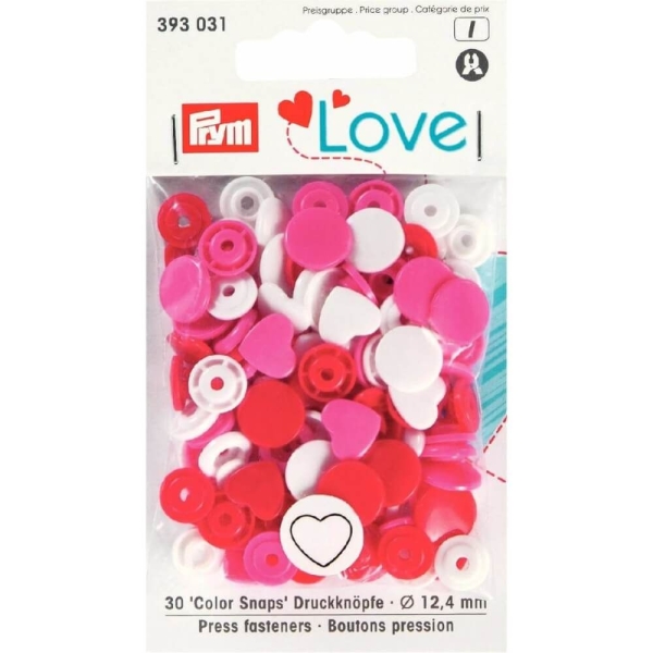 Prym "Color Snaps" Love weiss / rot / pink 393031
