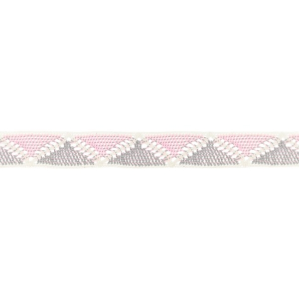 Baumwollspitze 22mm rosa / grau