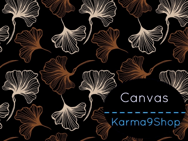 0,5m Canvas Leaves Ginkgo schwarz