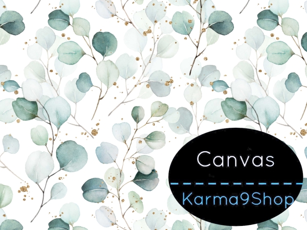0,5m Canvas Eukalyptus Leaves #1 weiss