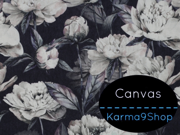 0,5m Canvas Flowers #3 dunkelblau