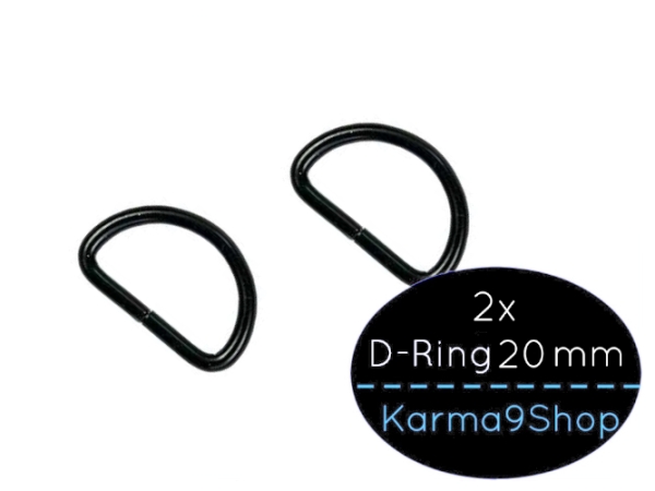 2 D-Ringe 20mm schwarzmatt