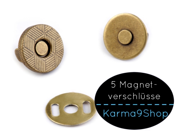 5 Magnetverschlüsse 10mm altmessing