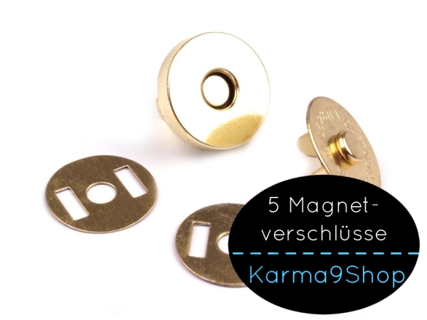 5 Magnetverschlüsse 18mm gold