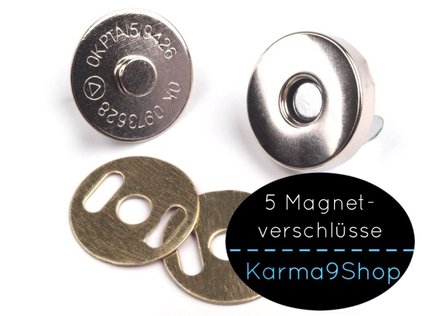 5 Magnetverschlüsse 18mm silber