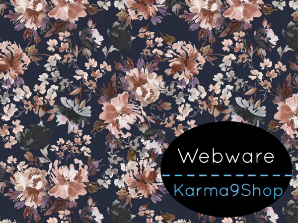 0,5m Webware Watercolor Floral dunkelblau