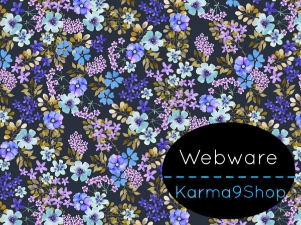 0,5m Webware Floral #1 dunkelblau