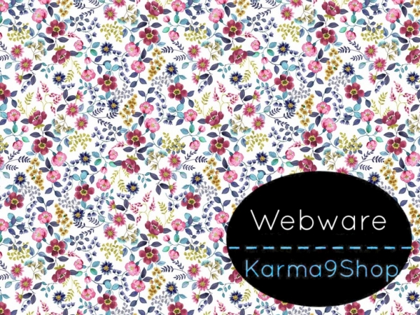 0,5m Webware Floral #2 weiss
