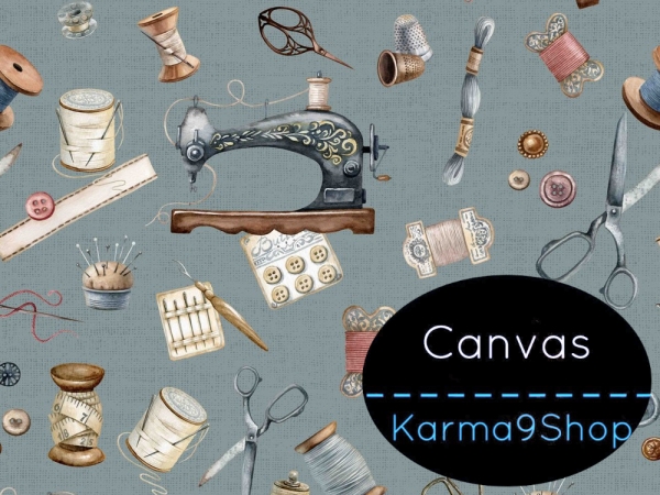 0,5m Canvas Vintage Sewing Kit mint