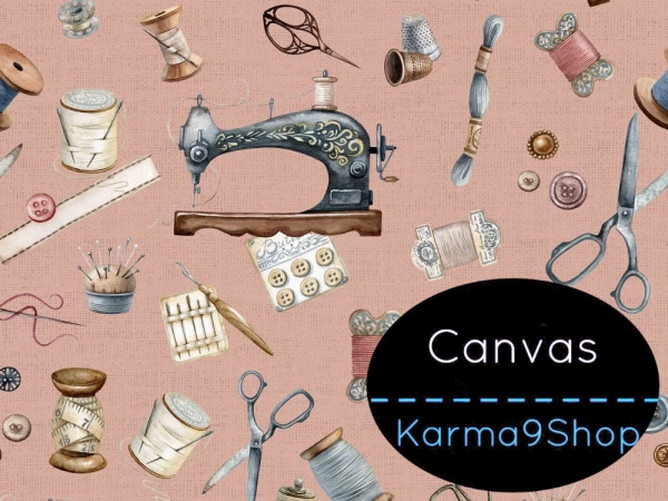 0,5m Canvas Vintage Sewing Kit altrosa