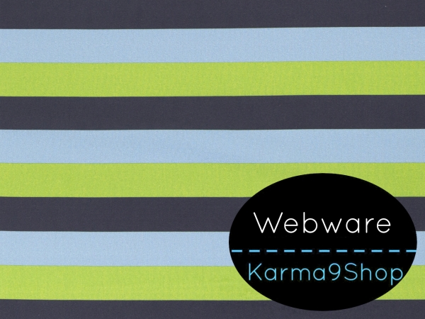 0,5m Webware Kim Streifen hellgrün / jeans / dunkelblau