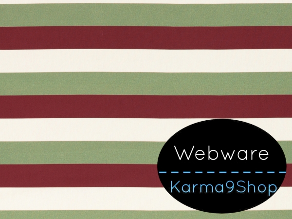 0,5m Webware Kim Streifen creme / bordeaux / grün