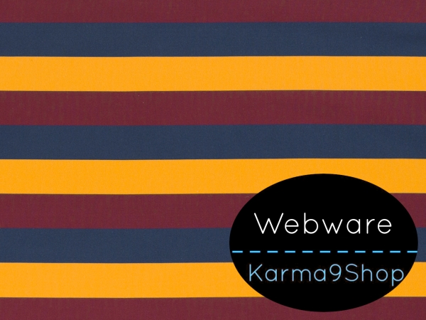 0,5m Webware Kim Streifen senf / bordeaux / dunkelblau