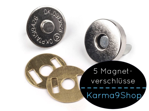 5 Magnetverschlüsse silber 15mm