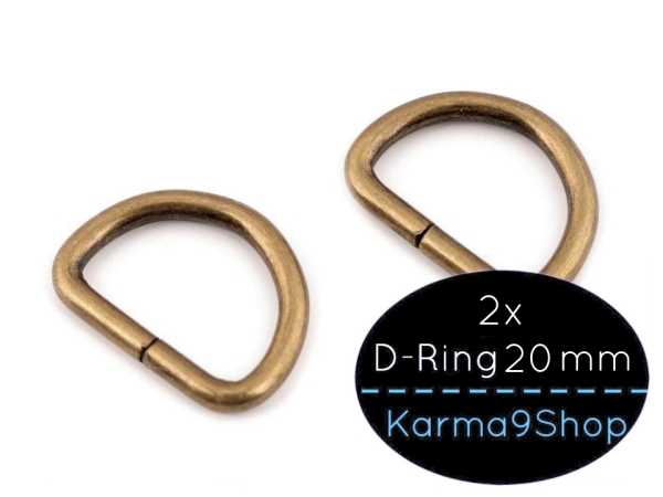 2 D-Ringe 20mm #3 altmessing