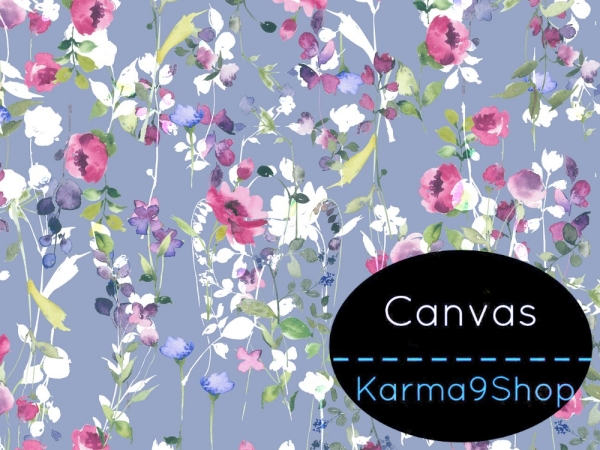 0,5m Canvas Romantic Flowers hellblau