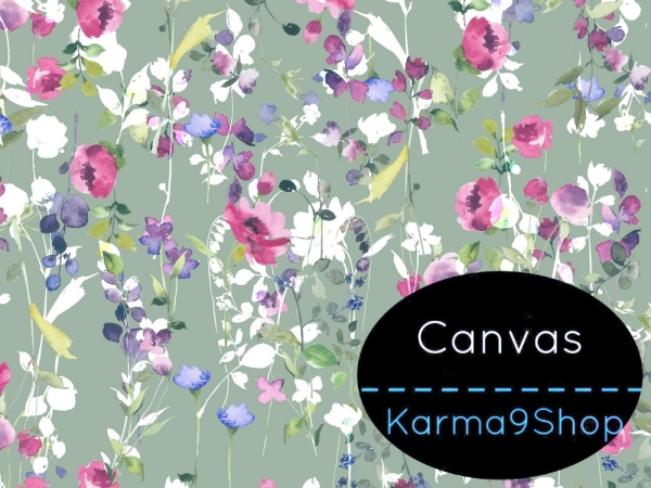 0,5m Canvas Romantic Flowers hellgrün
