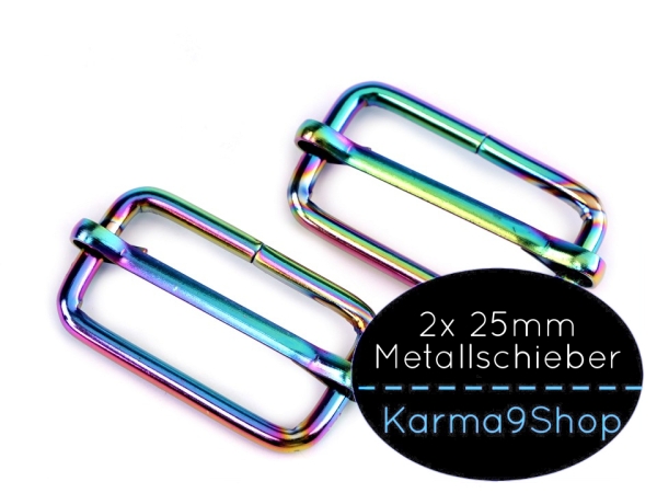 2 Metallschieber 25mm Regenbogen
