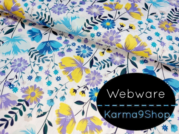 0,5m Webware Blumenwiese blau